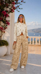 1090 Bambi print barrel pants