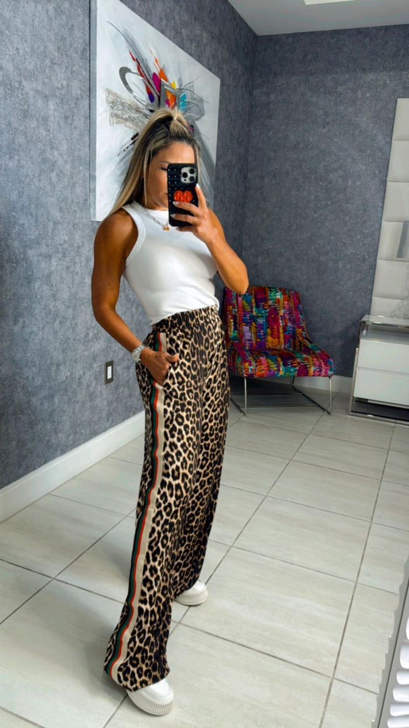 8925 Leopard stripes pants