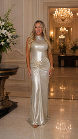 2850 Metallic resin trim dress