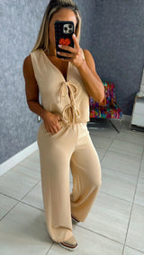 1369 Knit tie vest and charlize pants set