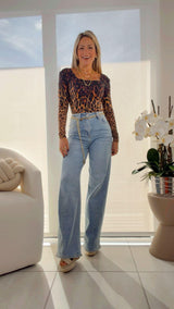 1935 High rise wide leg denim pants