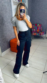 0763 High waist fleece cargo pants