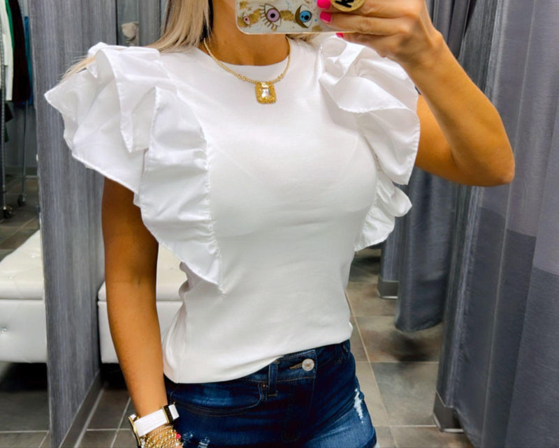 X557 T-shirt with ruffle sleeve