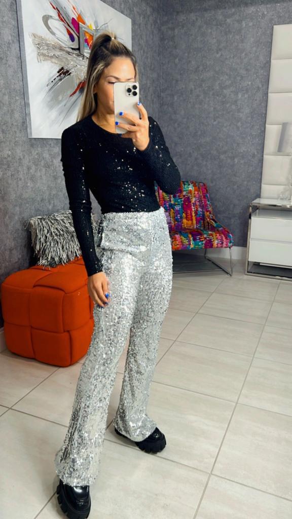 0069 Sequin long sleeve bodysuit