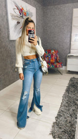 8002 Ripped flared jeans