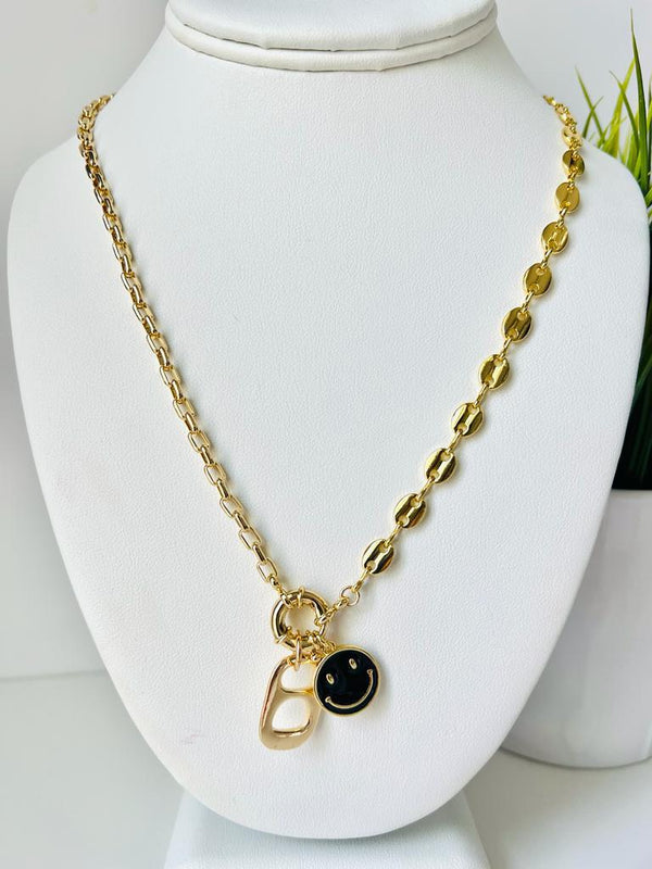 Happy Face GC Style Necklace / Chain Mixed Gold / Single Size