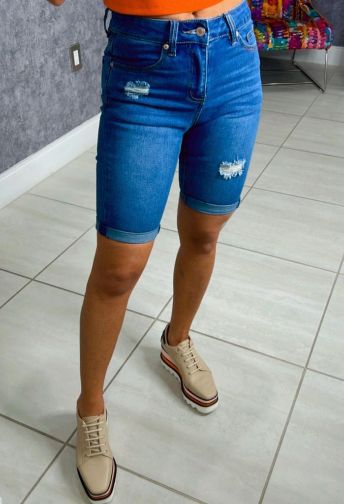 NR12 Longline denim shorts