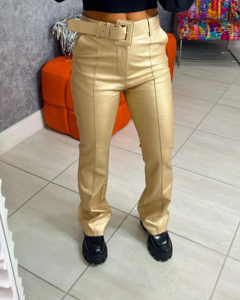 0127 Straight leg pants with belt