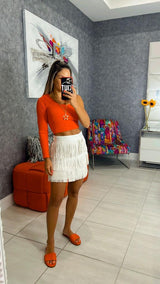 1064 Fringes mini skirt