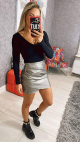 1027 Draped faux fur mini skirt