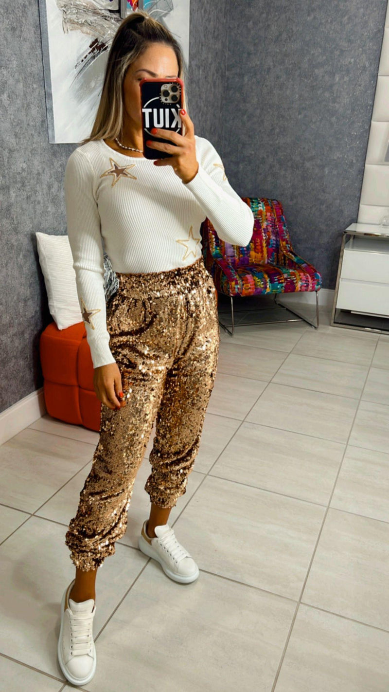 9462 Sequin jogger pants