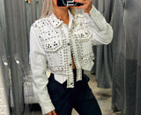 7188 Denim tack crop jacket