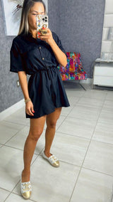 A297 Woven romper with buttons