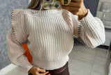 2139 Oblique collar knit plain sweater